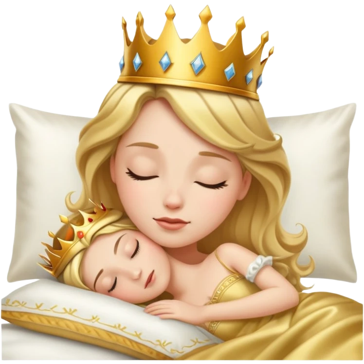 sleeping princess with crown in bed emoji