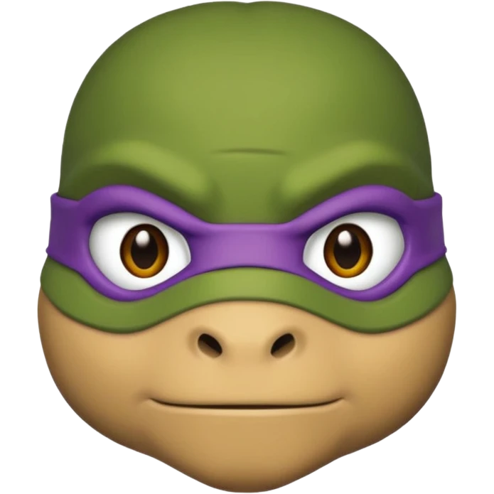 Donatello from Teenage Mutant Ninja Turtles, emoji style, head only, cute minimalistic style, with a determined expression emoji