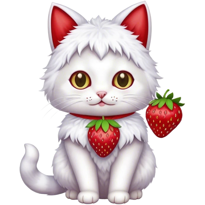 Gato con disfraz de fresa emoji