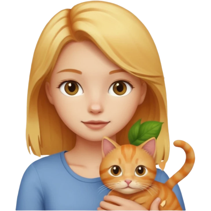 Девушка блондинка с рыжим котиком emoji