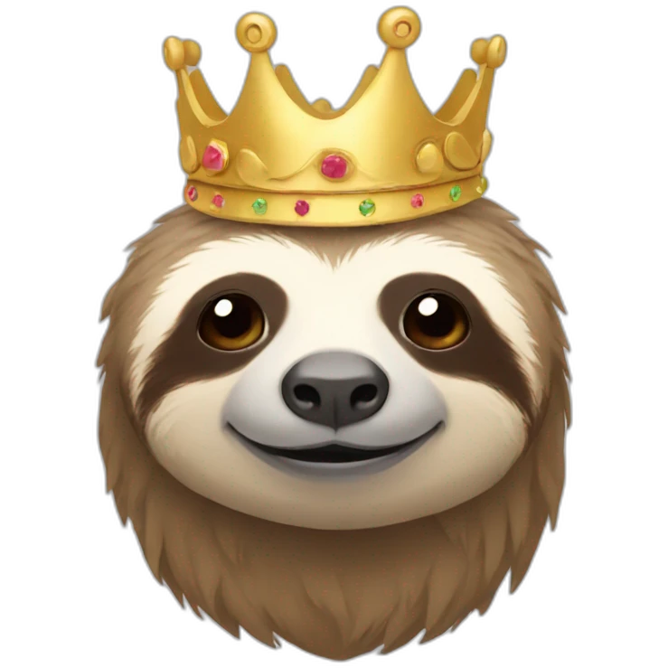 Sloth wearing crown emoji