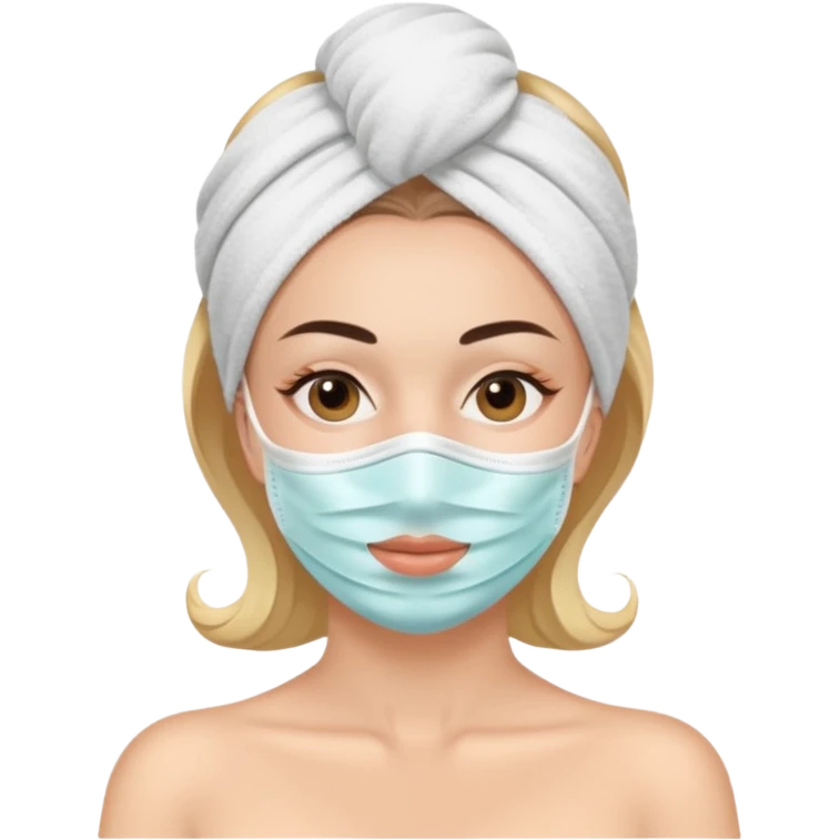 Lady with face mask black spa beauty full face relaxing emoji