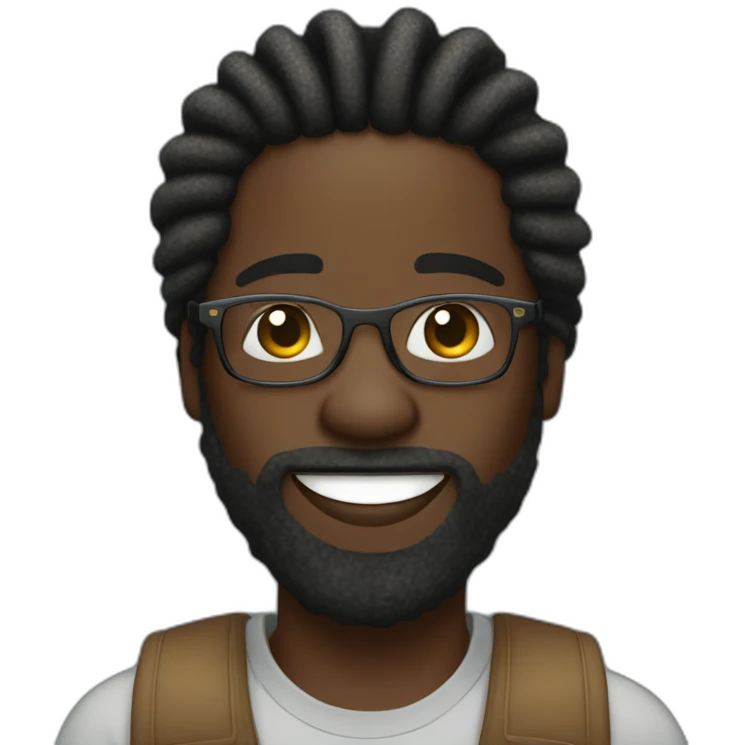 A dark skin african american man with clear glasses, and beard, and dreadlocks in two strand twists emoji