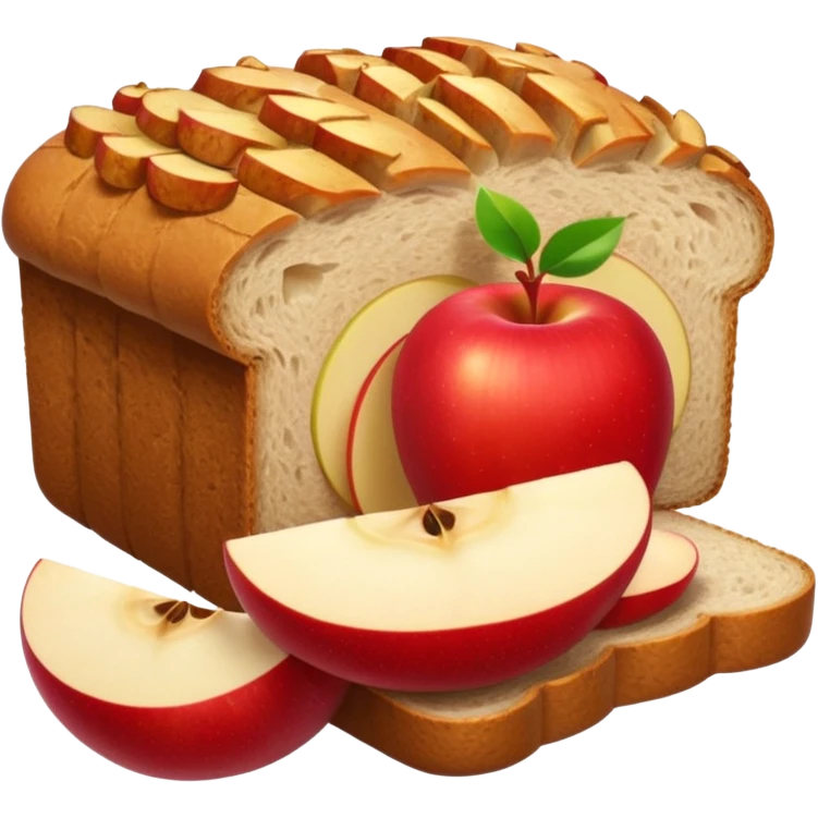 half sliced bread with apple slices inside emoji