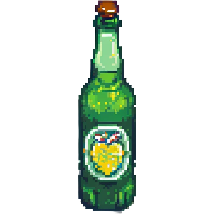 green beer bottle with a label pixel art style emoji