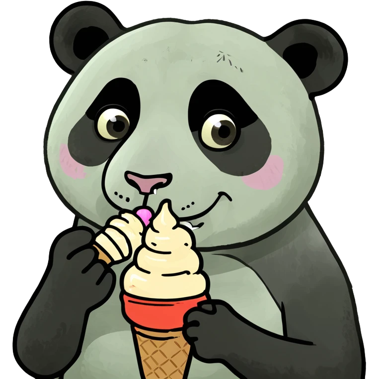 Panda eating ice cream emoji