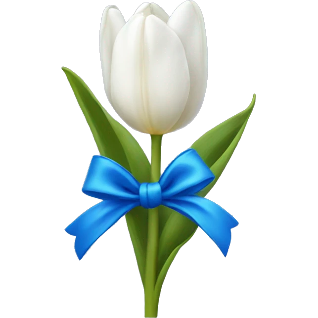 white tulips with blue bow emoji
