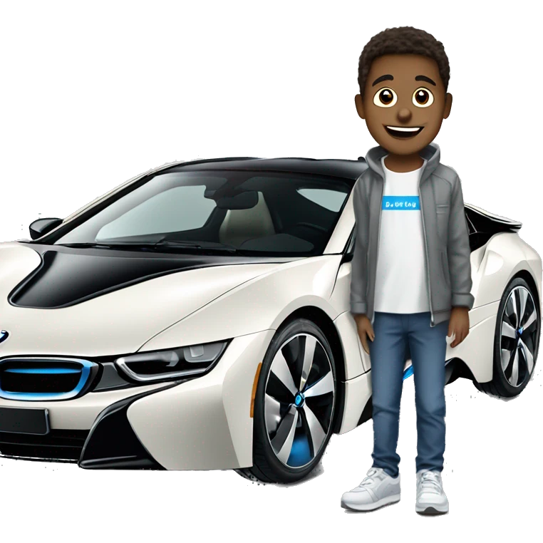 bmw i8 with boy emoji