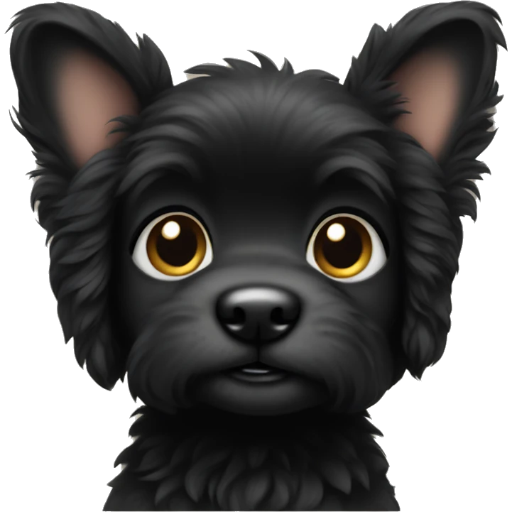 Fluffy black puppy with point ears emoji