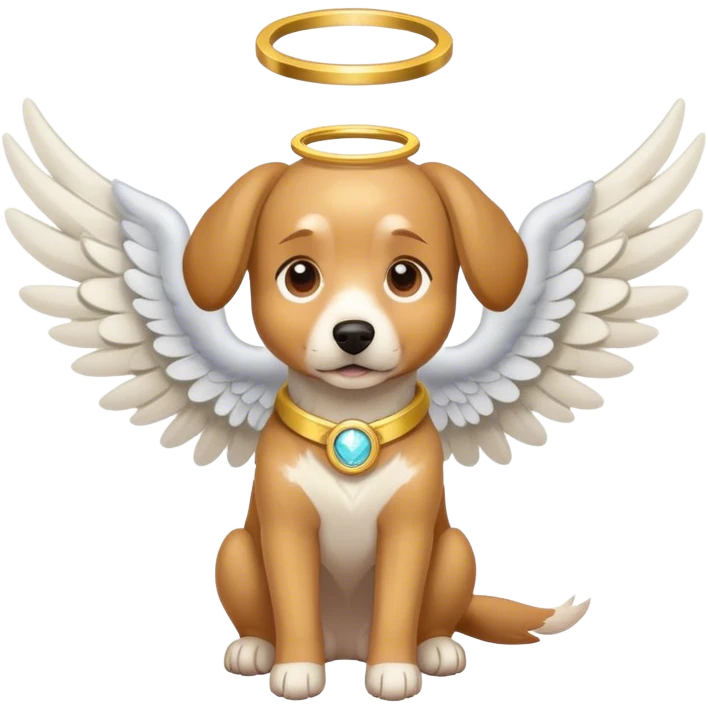 Light brown dog with a halo and wings  emoji