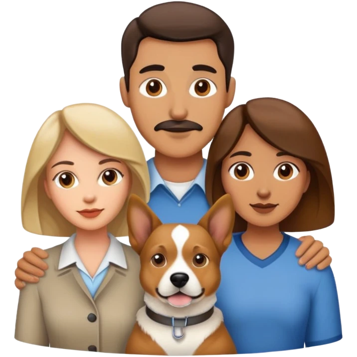 Um homem uma mulher mais um cachorro emoji