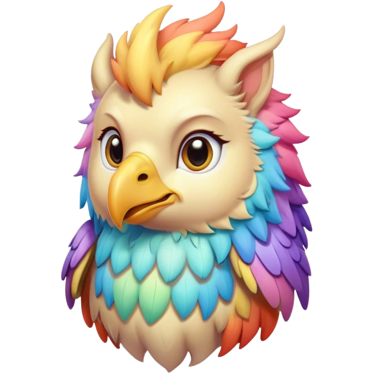 Pastel, multicoloured, adorable griffin emoji