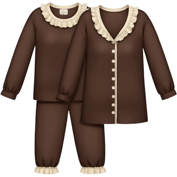  Dark brown pajamas with light cream ruffles  emoji