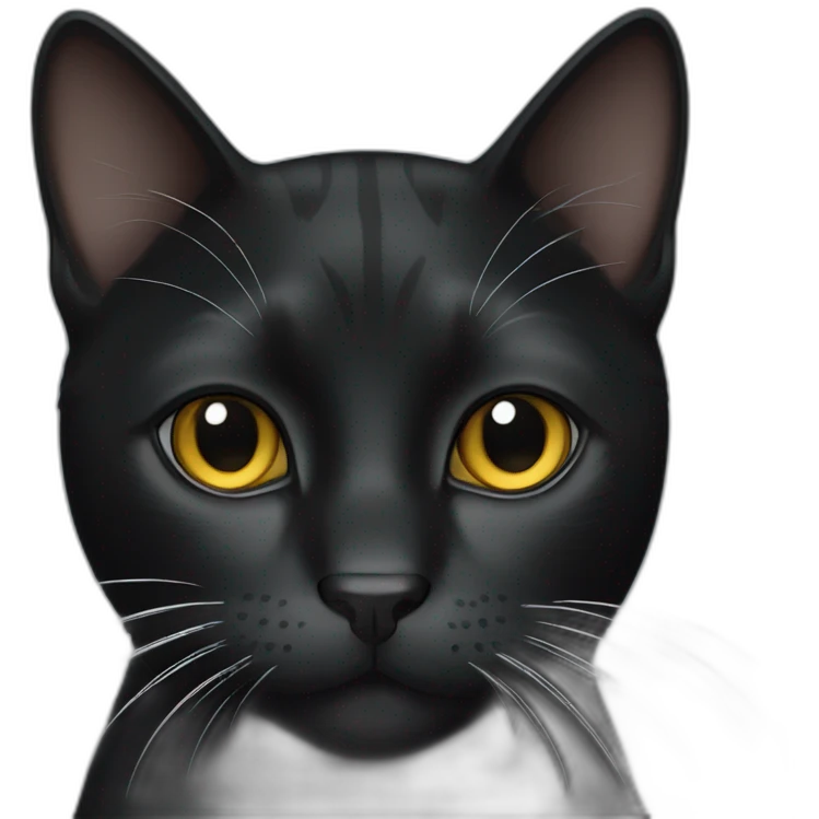 black cat with thin white stripe on nose and forehead emoji