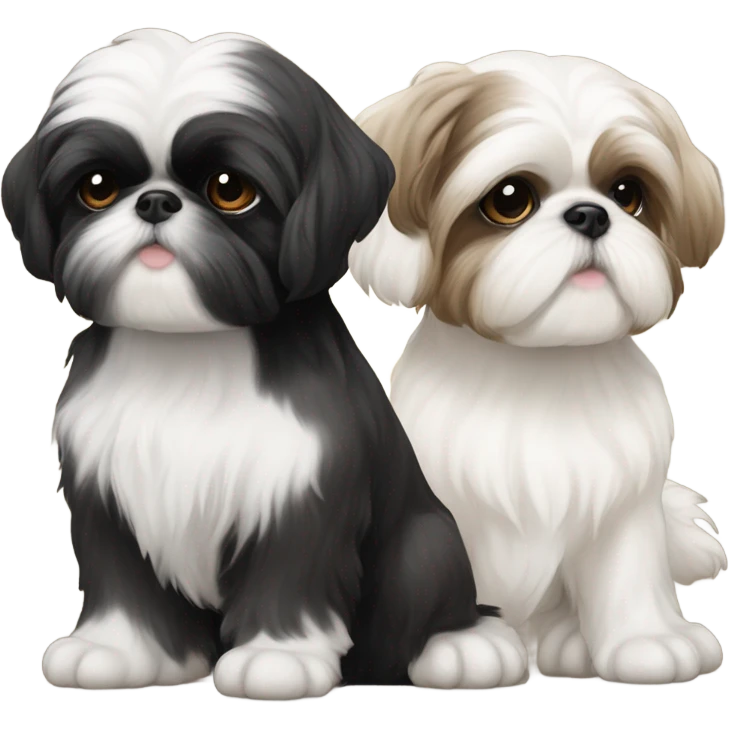Shitz Tzu Beautiful two big faces black and white Puppies emoji