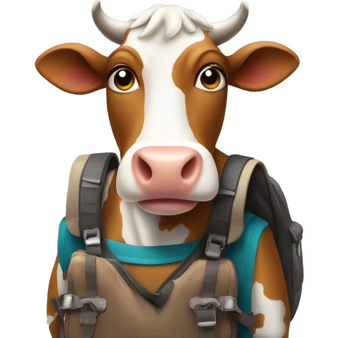 Cow wearing a backpack emoji