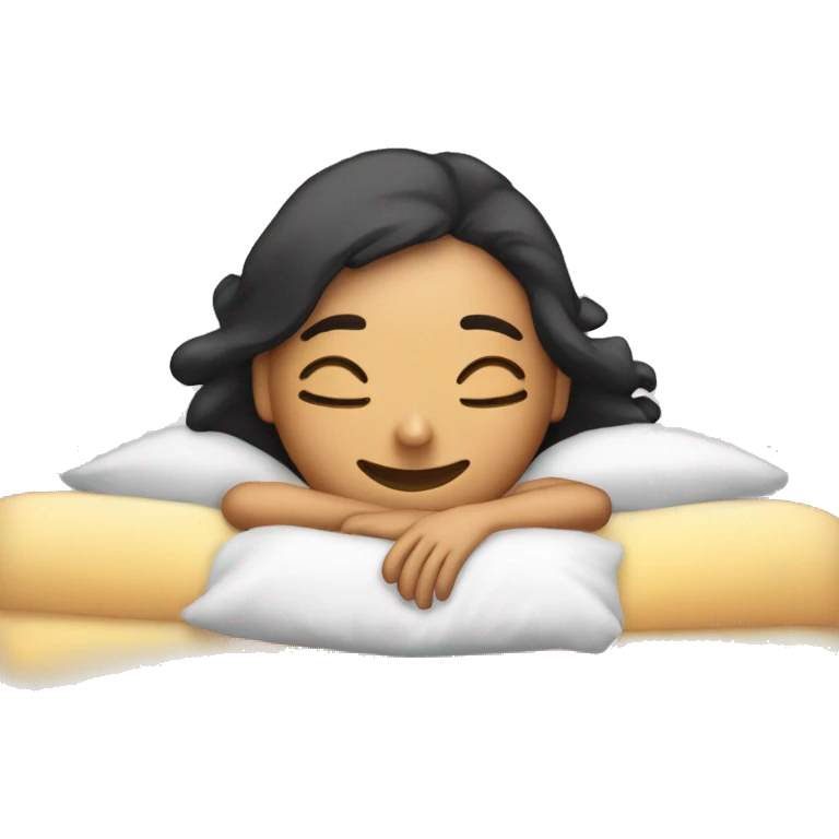 chica morena durmiendo en cama emoji