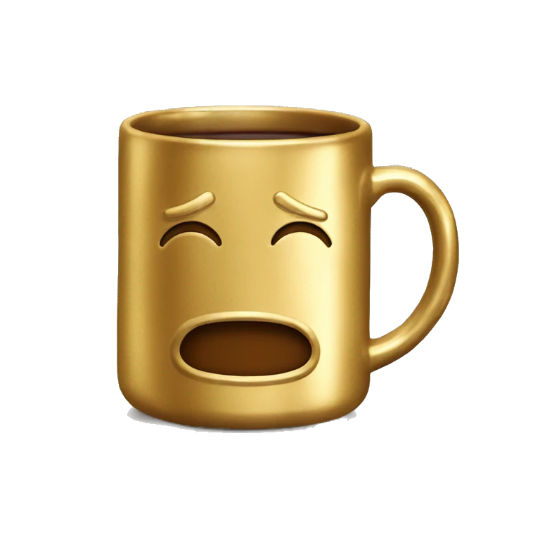 vintage Metallic Gold mug of coffe emoji