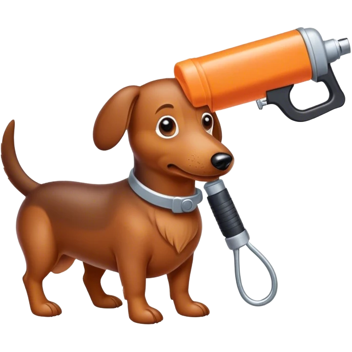 wiener dog with a caulking gun emoji