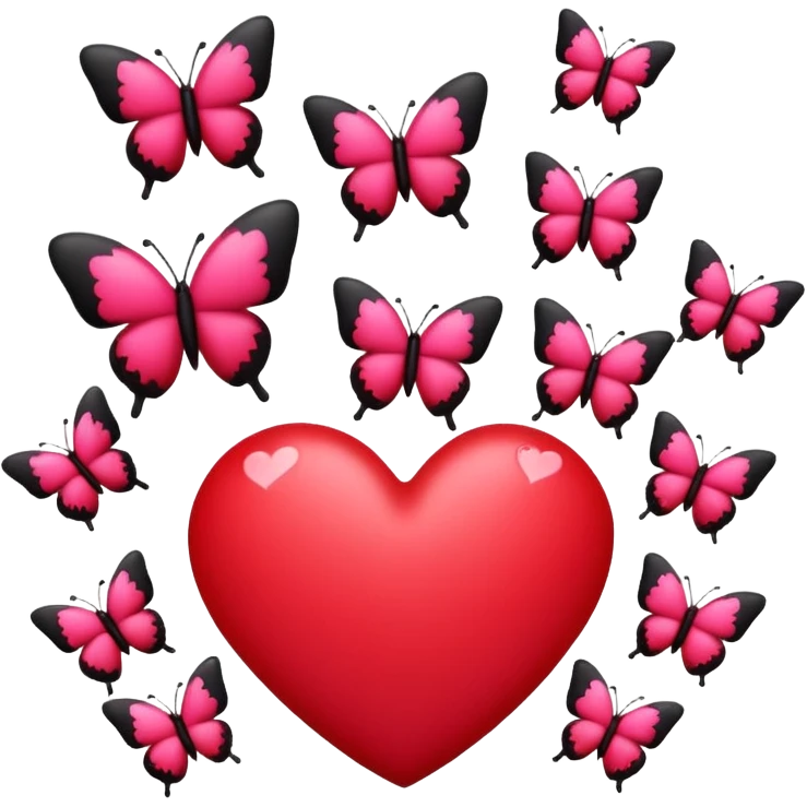 Really cool heart emoji for my sexy girlfriend that’s mainly  red & black. With just super super tiny hot pink butterflies on it.  emoji