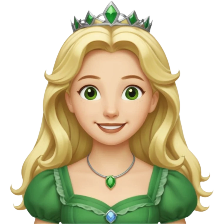 Ozma from the Wizard of Oz with long blonde hair, green outfit emoji