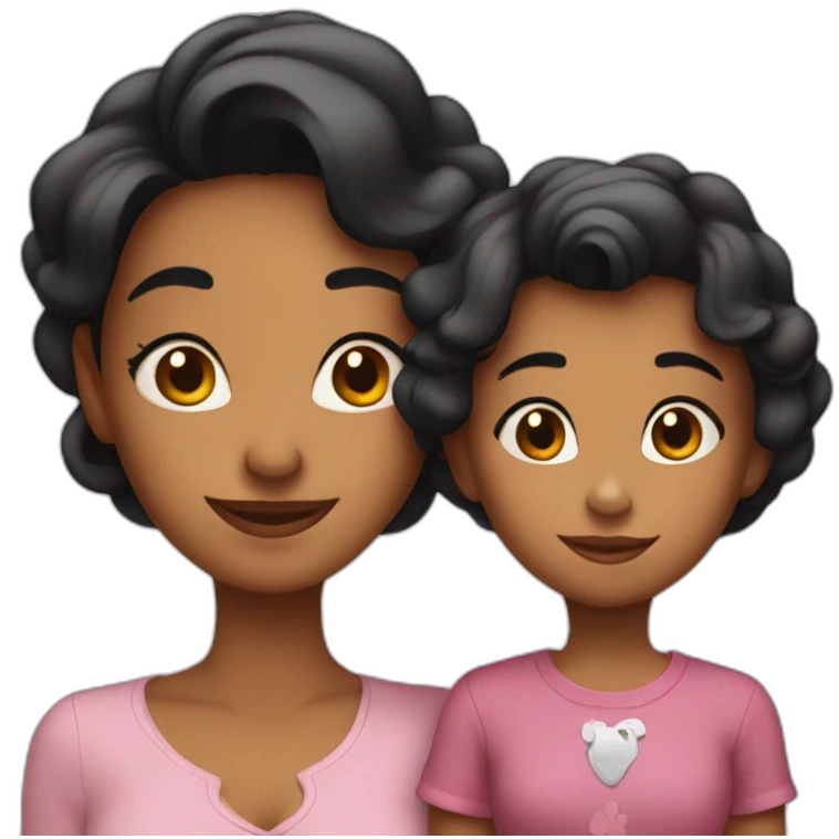 Mother and daughter with disney ears emoji