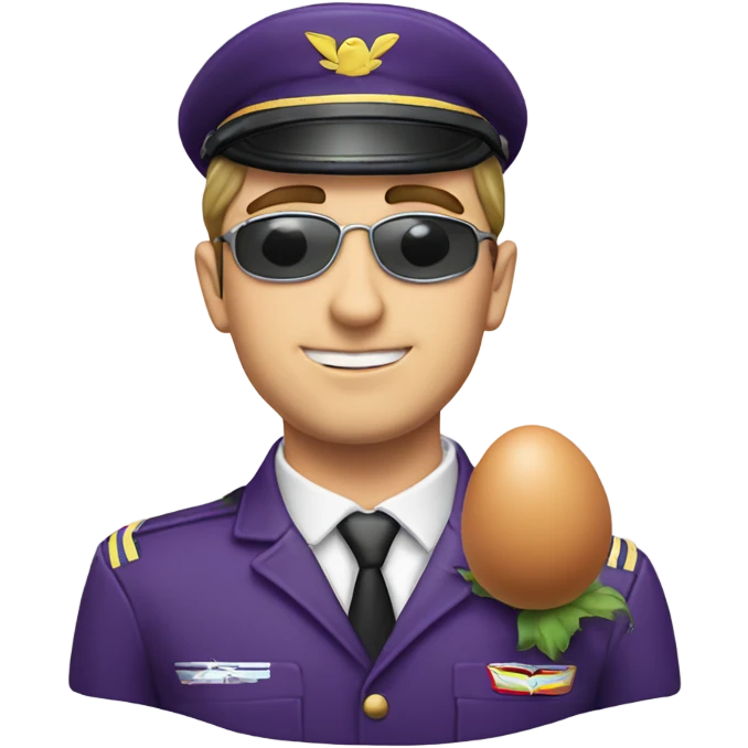 Caucasian male gay pilot kissing egg plant emoji