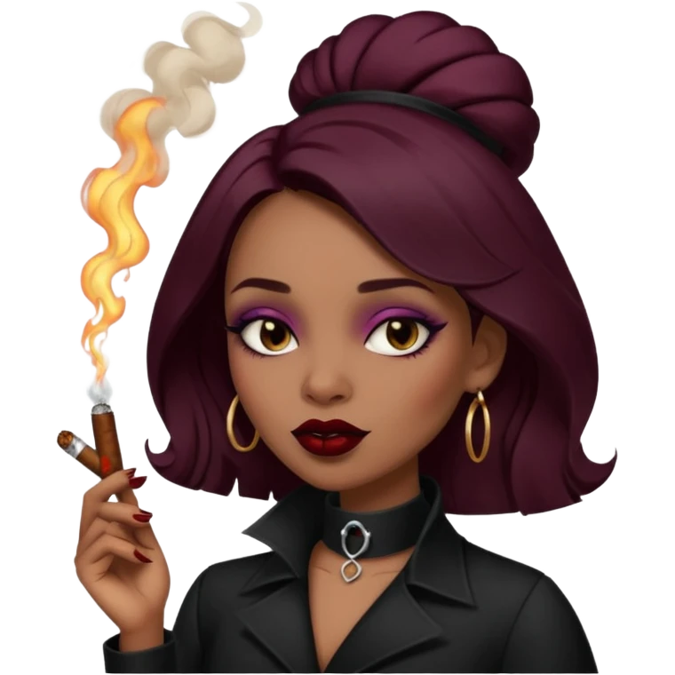 gothic brown Girl Smoking cigar  emoji