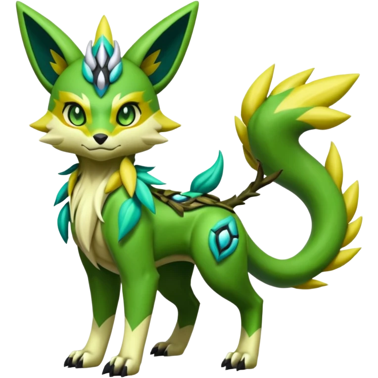  Exotic Ivy Meloetta-Zygarde-Zeraora-Renamon-Protogen-Palkia-hybrid-fusion-Fakémon-creature, full body emoji