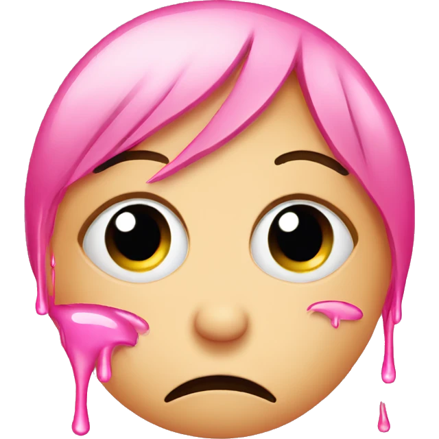 crying emoji face with pink tears coming only from eyes emoji