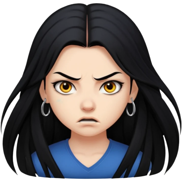 aggressive girl with long black hair emoji