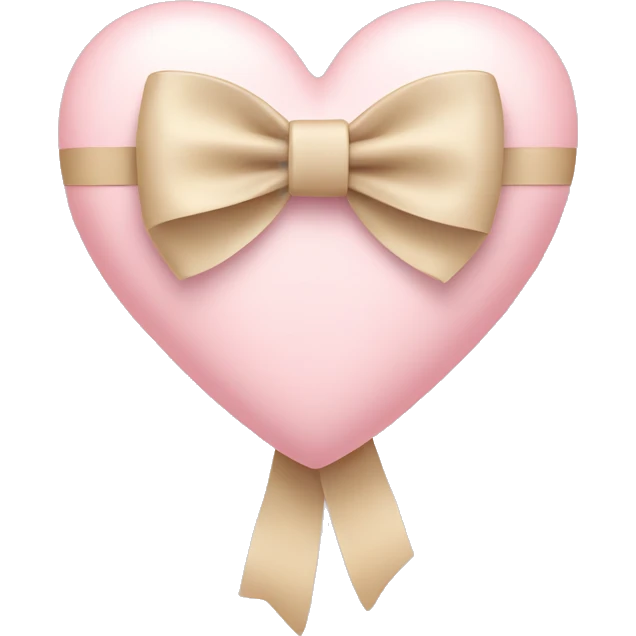 Pastel pink heart with beige bow  emoji