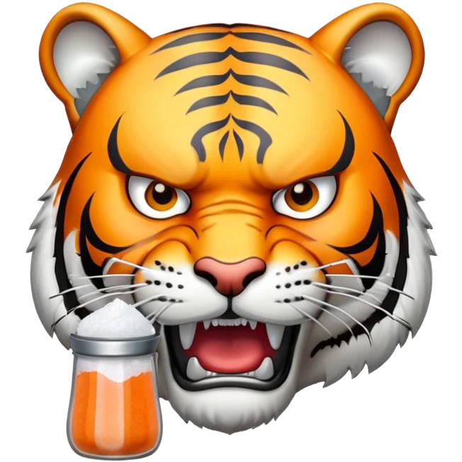 tiger face with salt shaker being salty for Twitch emote emoji