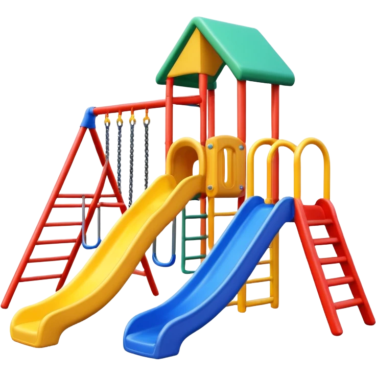 simple playground with 2 slides and 2 swings, colorful emoji