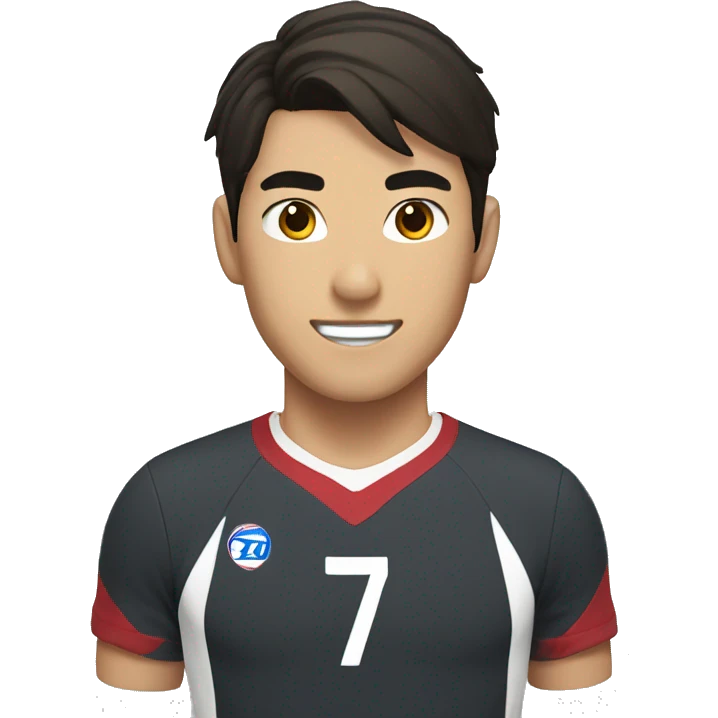 an Asian male volleyball player wearing a uniform with the number 7. He has dark brown hair emoji