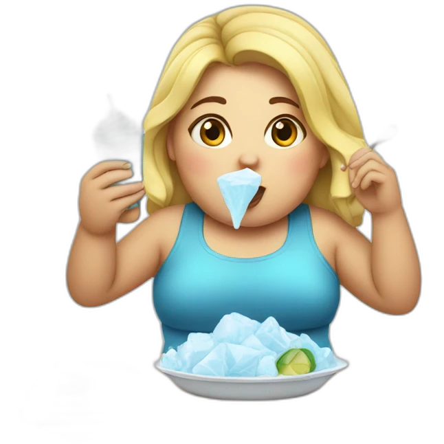 Chubby Girl eating ice emoji