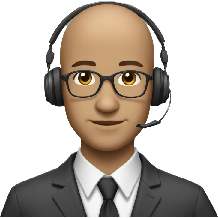 Light skinned bald Teacher wearing headphones and tie emoji