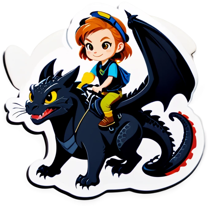 Ginger tabby riding black dragon emoji