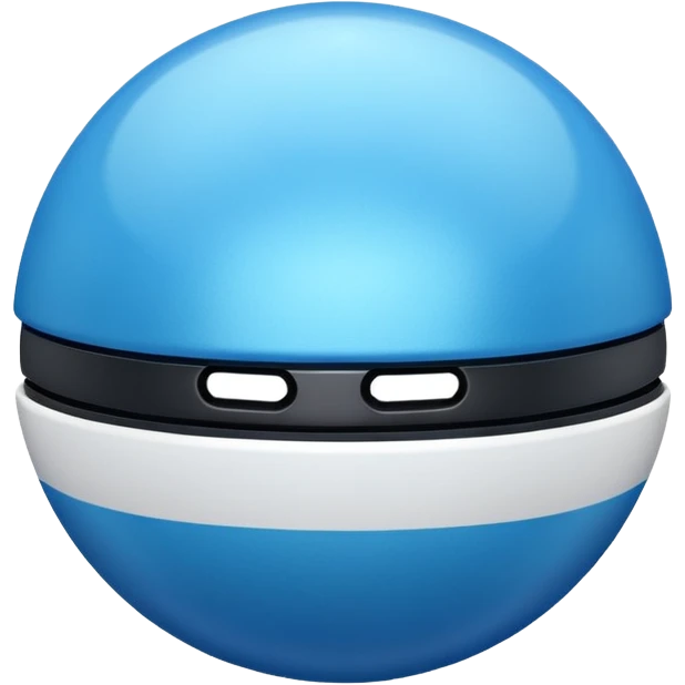 blue pokeball emoji, top half is a more saturated blue, bottom half is white, black stripe, with a metallic sheen emoji