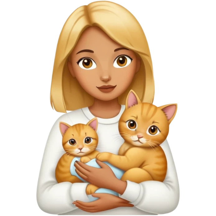 one fashion girl with baby golden cat emoji