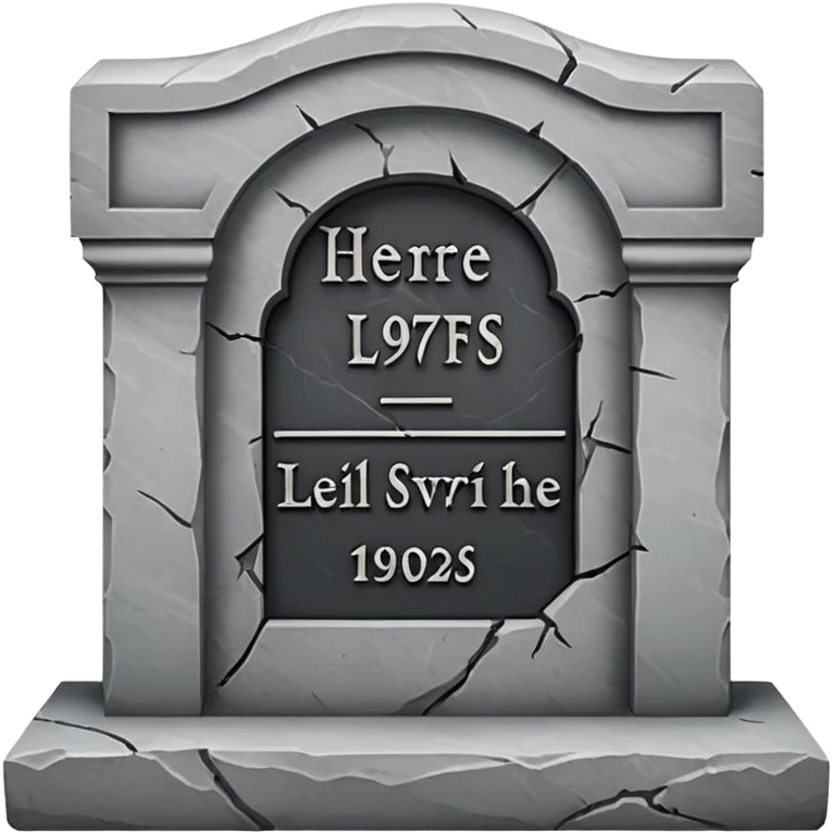 A gravestone with the inscription: Here lies the SVP 1971–2025 emoji