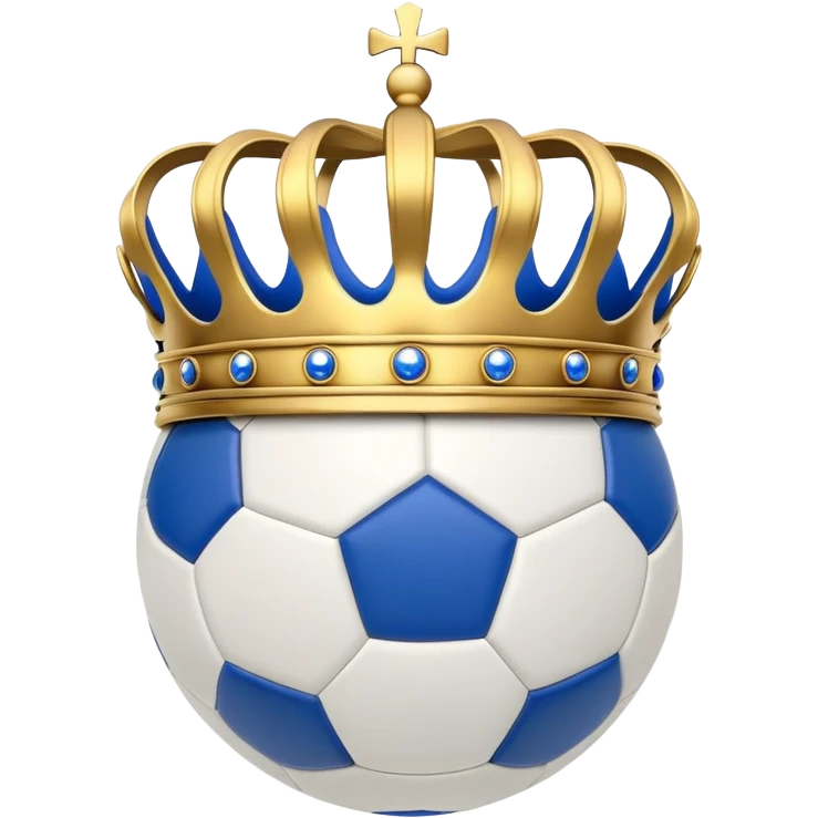 Real Madrid inspired golden crown with a small soccer ball and blue details emoji