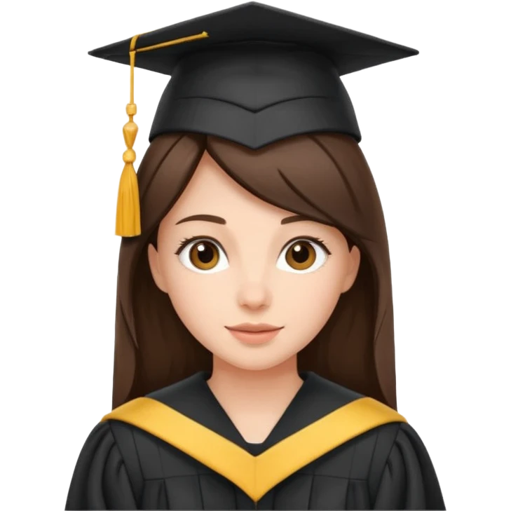 Brunette with graduation emoji