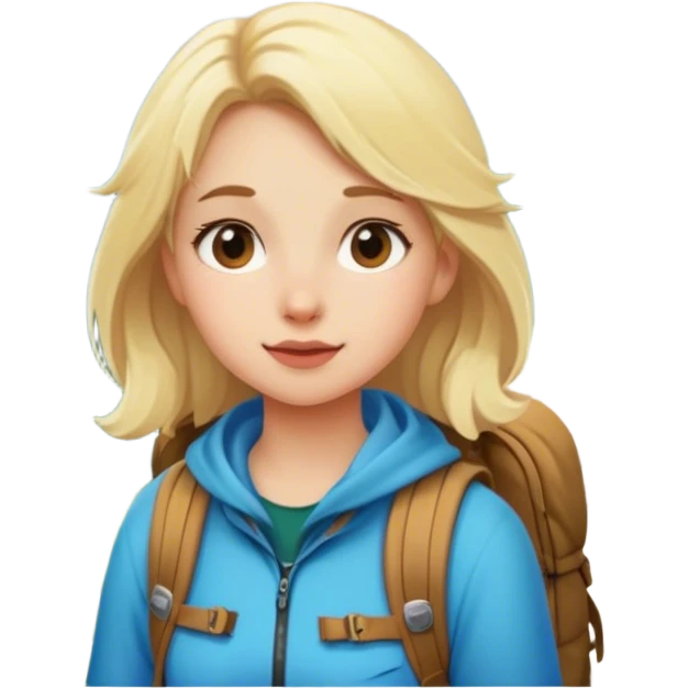 blonde backpacking girl in the mountains emoji
