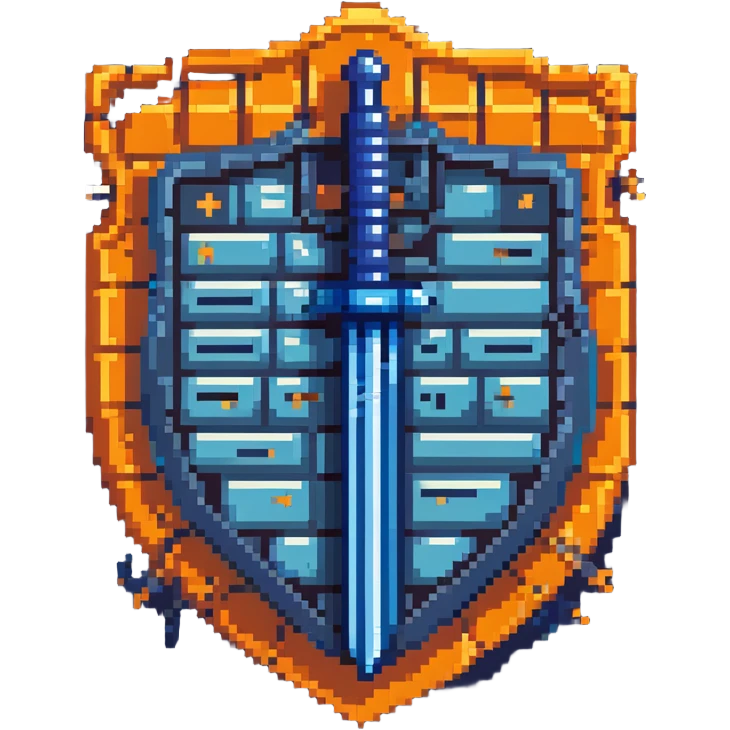blue magical code shield with keyboard and screwdriver tools emoji
