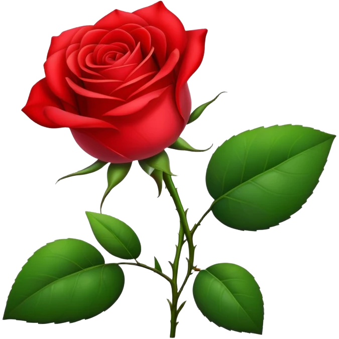 A beautiful red rose flower with green stem and leaves emoji