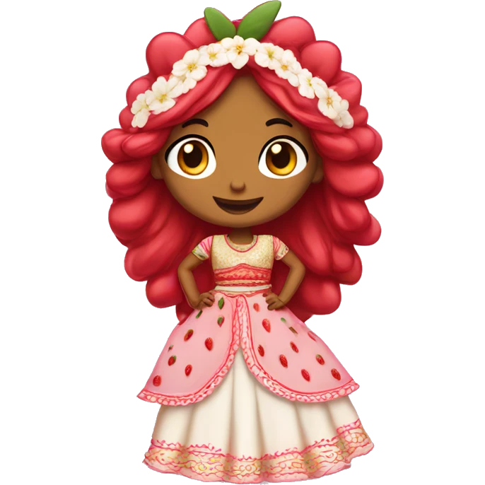 strawberry shortcake in a lehenga  emoji
