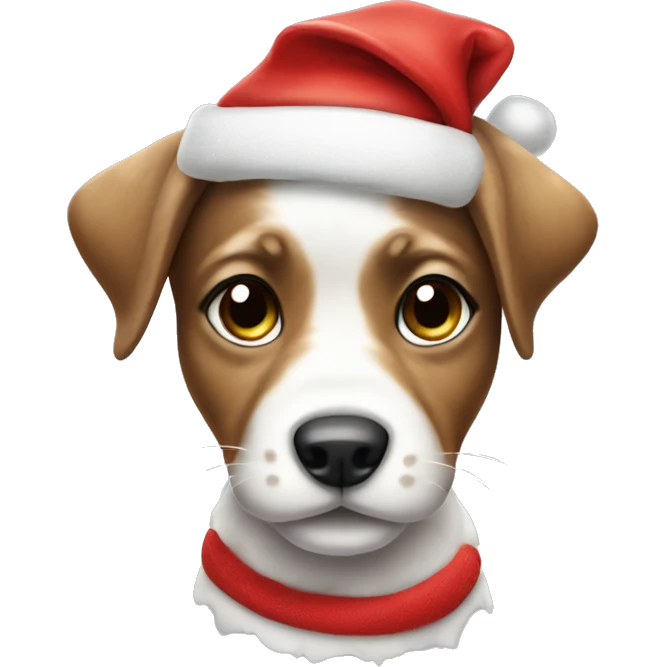 speckled puppy with a santa hat  emoji