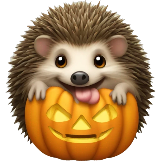 Hedgehog whit pumpkin emoji