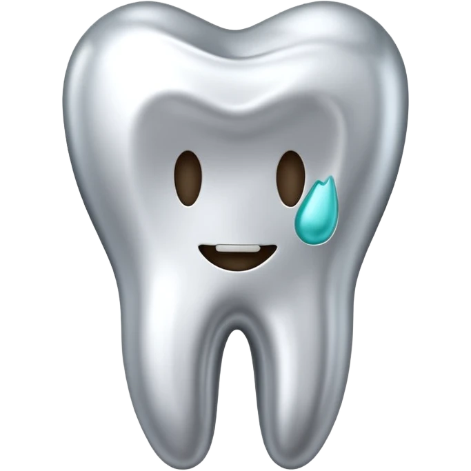 human tooth emoji, smooth chrome ceramic-metal texture, clean medical luxury aesthetic, isolated on white, no face emoji